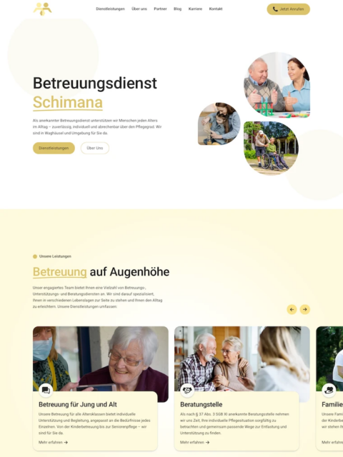 Referenz Webseite für Betreuungsdienst